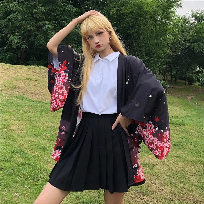 Anime Printing Japanese Kimomo Traditional New Thin Loose Cardigan Kimono Women Plus Size Causl Coat Top Sunscreen Clothes