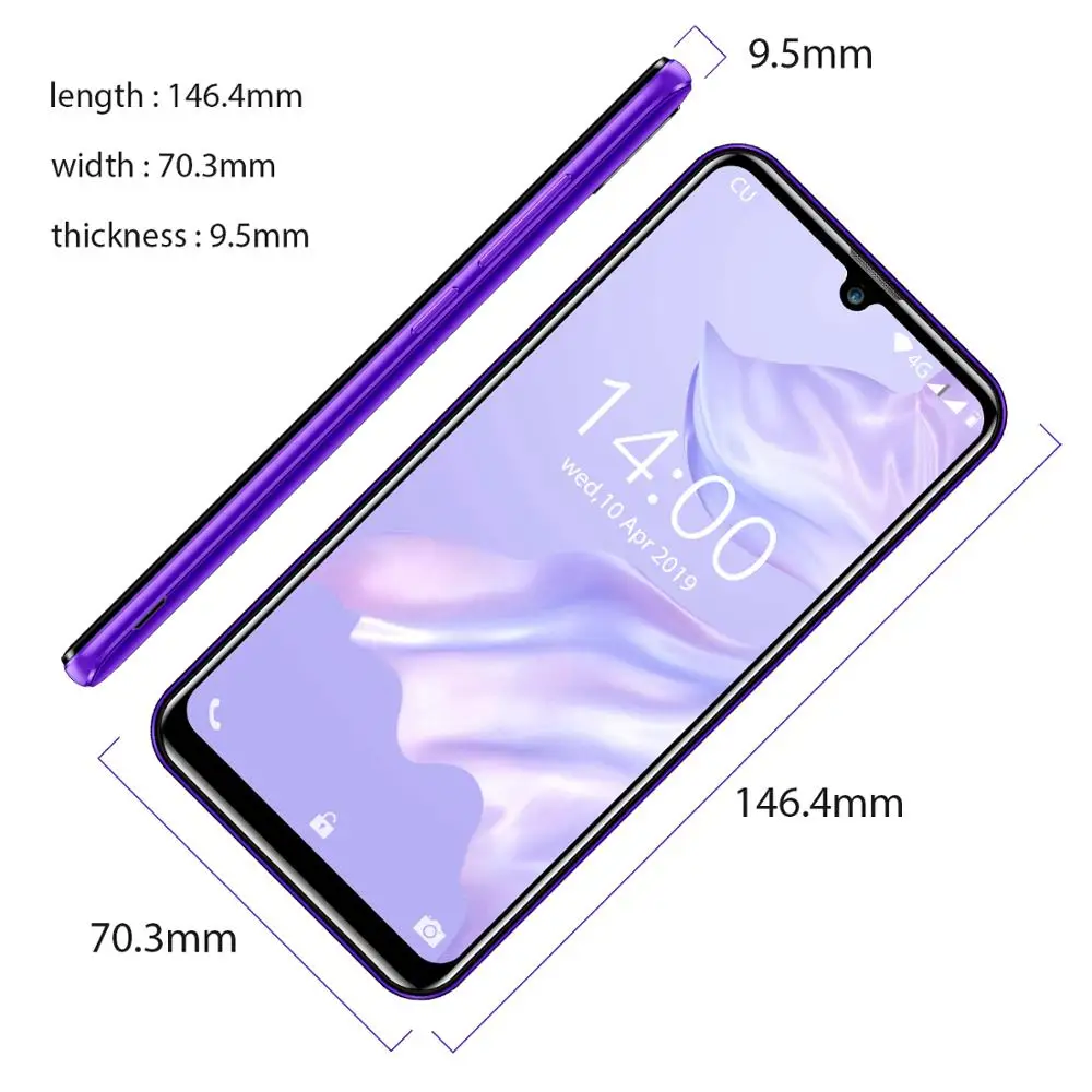  OUKITEL C16 PRO 5.71'' HD+ Waterdrop Big Screen 4G Smartphone MT6761P Quad Core 3GB 32GB Android 9.