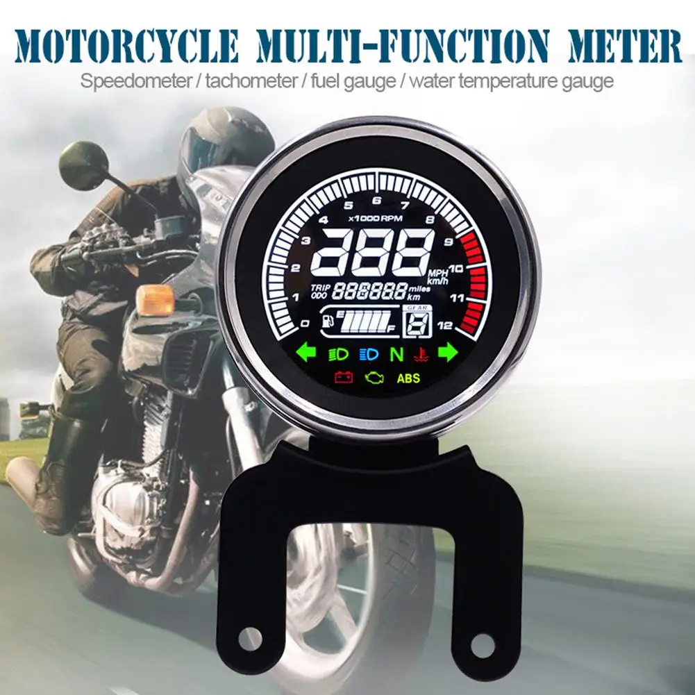 

Motorcycle Multi-function Instrument LCD Display Tachometer Universal 12V LCD Digital Odometer Speedometer Tachometer