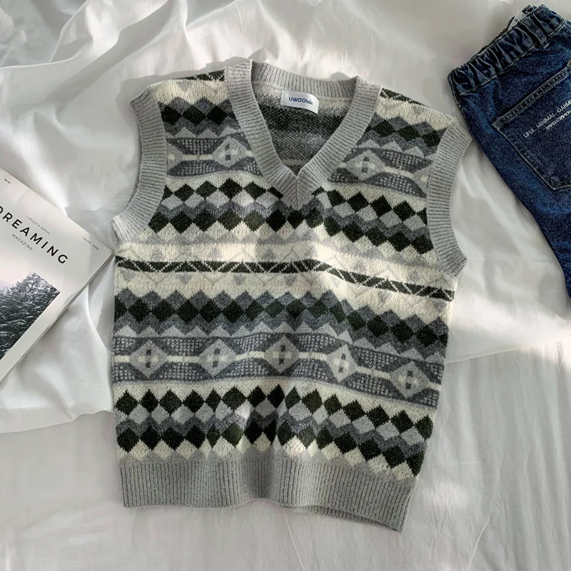 UYUK2019 Autumn And Winter V-neck Korean Version Of The Sleeveless Men's Vest Man Clothes sweaters men masculina