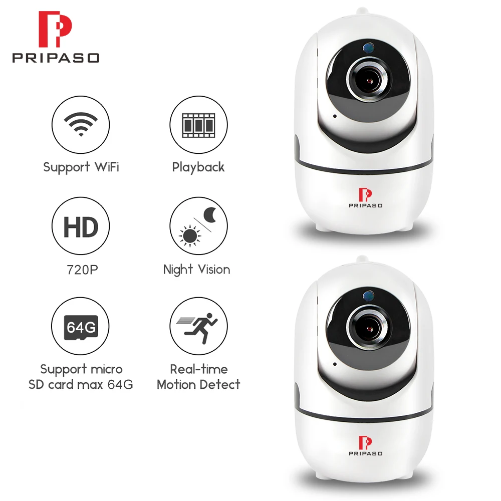 

Pripaso Wireless Smart IP Camera WiFi HD 720P PTZ ipcamera Indoor Home Security Surveillance CCTV Network Camera Baby Monitor