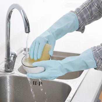 

Macaron Color Warm Dishwashing Glove Cleaning Latex Rubber Gloves Kitchen Washing Anti Skid Waterproof Household Gloves