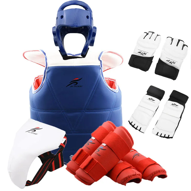 Chaleco de cuerpo de Taekwondo adulto y niño, Protector de uniforme, casco de Karate, suspensorio, brazo, pierna, antebrazo, espinillera, conjunto de Equipo de Boxeo - AliExpress Deportes y