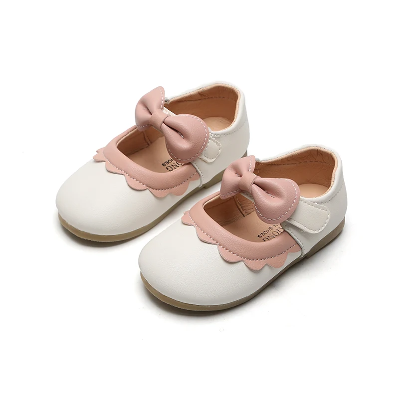 Обувь для девочек Детская весенняя обувь из искусственной кожи с бантом из мультфильма; повседневная обувь для малышей на плоской подошве 21-30 SMG072