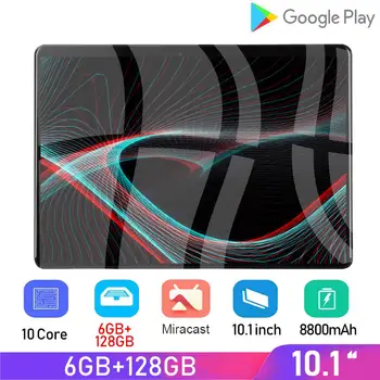 

2020 New 10.1 inch 128GB Tablet Pc Octa Core Android 9.0 Google Play 4G LTE Tablets WiFi GPS 1280x800 Tempered Glass 10 inch