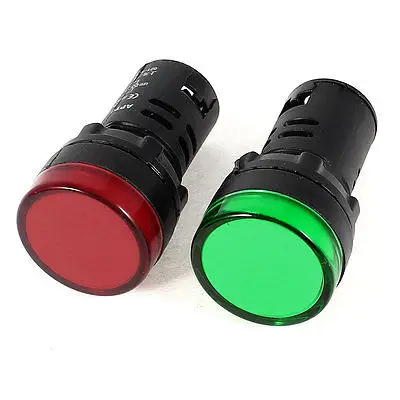 

2 Pcs AD16-22D/S Green Red LED Pilot Light Panel Indicator Lamp 22mm DC 12V 20mA