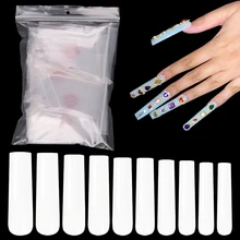 

3XL Square Straight False Nail Tips Extra-Long Full Cover Nail Tips-300Pcs Press On Nails -Acrylic Clear/White Manicure Accessor