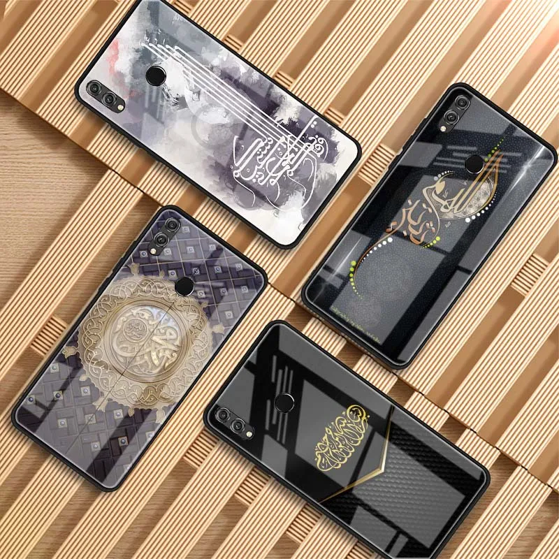Tempered Glass Phone Case On For Huawei Honor 10 8X Muslim Islam Bismillah Allah Clear Luxury Cover P20 P30 Lite PRO | Мобильные
