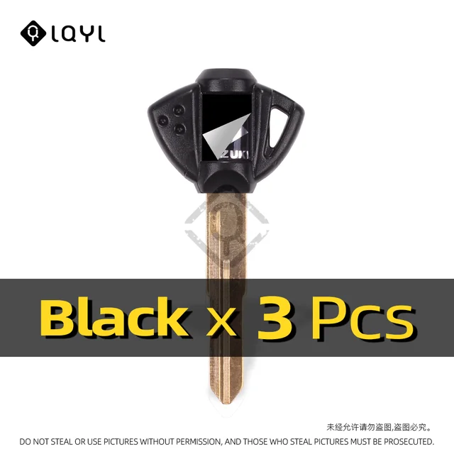 3Pcs Motorcycle Key Uncut Blank Replacement Keys For Suzuki GSX600F GSR750 GSX750F GSXR600 GSXR750 GSXR1000 GSXR1300 SV650 GSX-R 3 PCS Black S