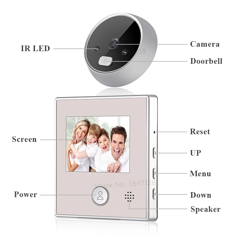 2,8 дюймовый экран фото/видео запись дверная камера 120 градусов ИК ночной дверной Звонок электронный дверной видео звонок зритель