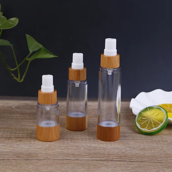 

20/30/50/80/100/120ML Empty Bamboo Glass Emulsion Spray Bottle Skincare Cream Cosmetic Packaging Container