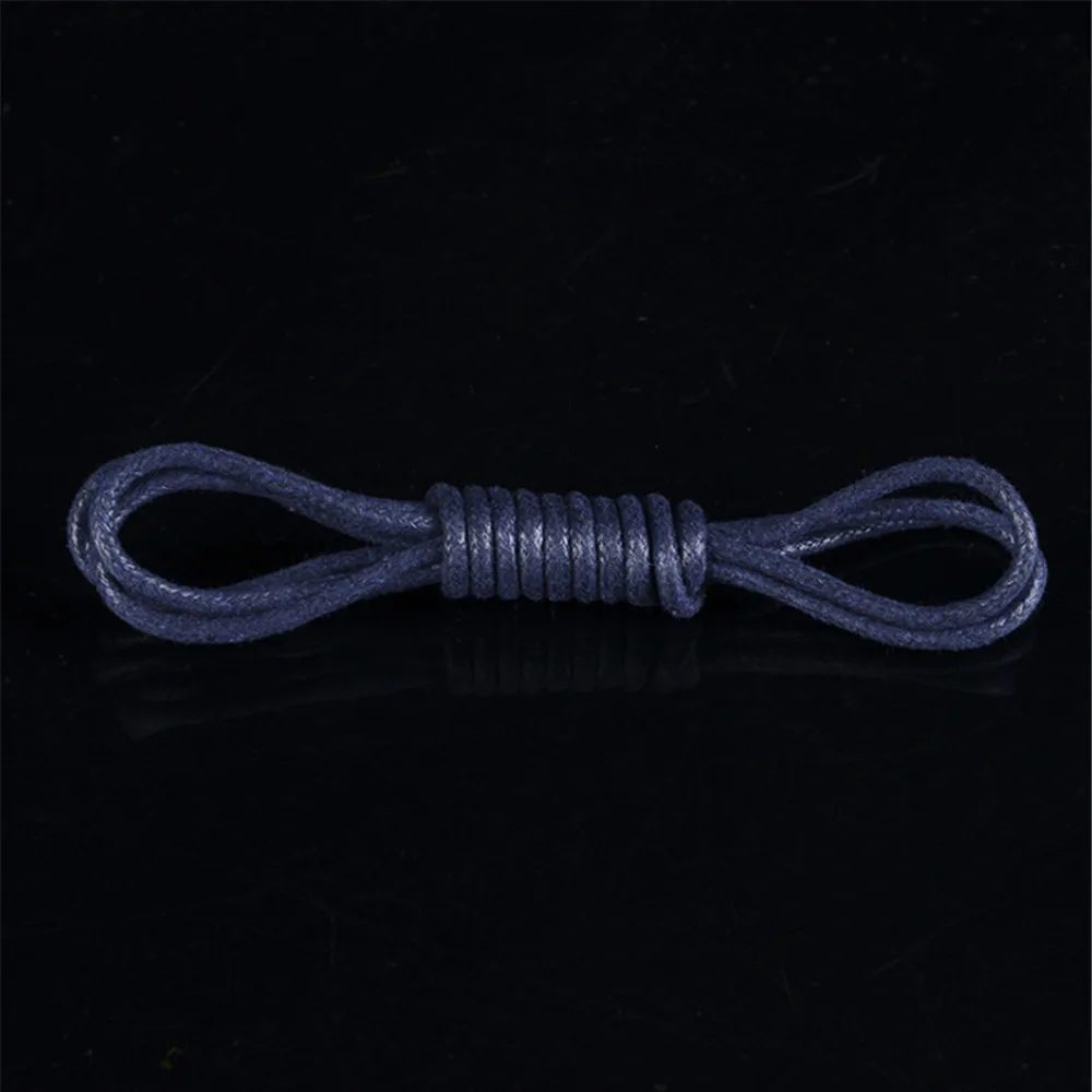 Dark Blue 1 пара, высокое качество, вощеные круглые шнурки для ботинок, шнурки для ботинок martin, мужская кожаная обувь, повседневные хлопковые шнурки черного цвета - Цвет: Dark Blue
