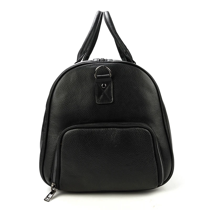 Black Leather Travel Bag For Men