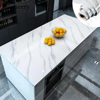 

Waterproof Bathroom Marble Wall Sticker Vinyl Self Adhesive Wallpaper Kitchen Cupboard Furniture Renovation Home Decoration Film