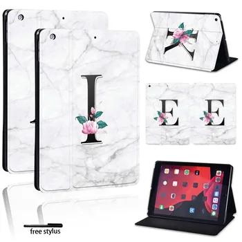 

For iPad 2 3 4 5 6 7/Air 1 2 3/ Pro 2nd 10.5/Pro 11 2018 2020 Printed 26 letters PU Leather Tablet Stand Shockproof Cover Case