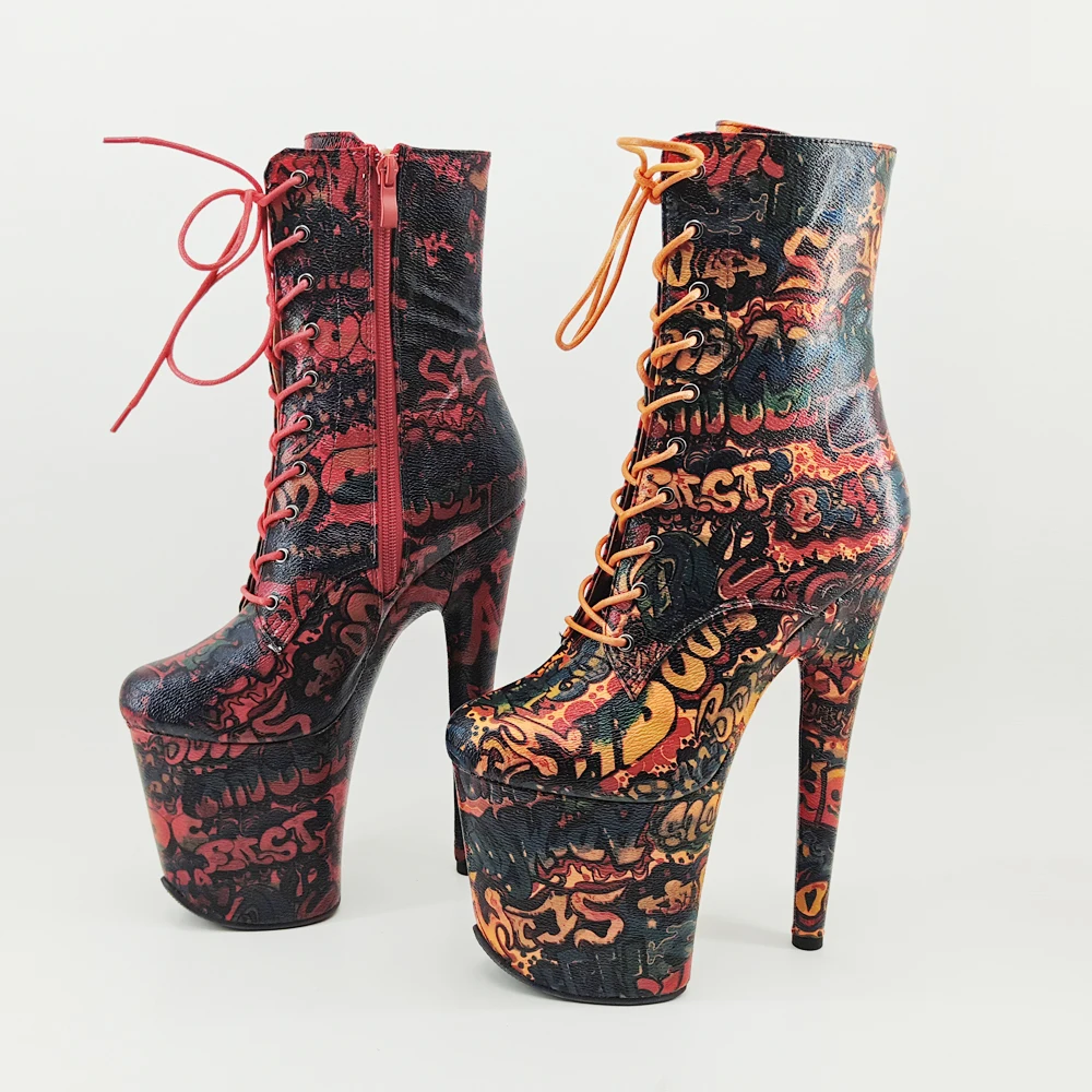 Leecabe/красная обувь для танцев на шесте из искусственной кожи 20 см/8 дюймов ботинки на платформе с высоким каблуком ботинки для танцев на шесте с закрытым носком