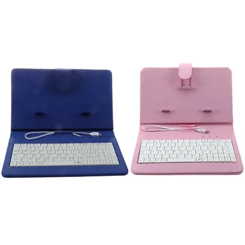 

HOT-2Pcs Universal Wired Keyboard Flip Holster for Android Phone 4.2 Inch-6.8 Inch, Pink & Blue