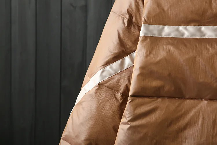 Winter New Style Loose Casual Webbing Design Fold-down Collar Short down Jacket WOMEN'S Dress er se ru
