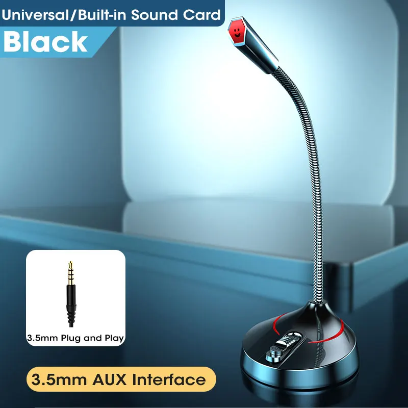 Computer Microphone RGB Gaming Microphone PC USB 3.5mm for Computer Vol Noise-Cancelling Plug &Play Desktop PC Mic 