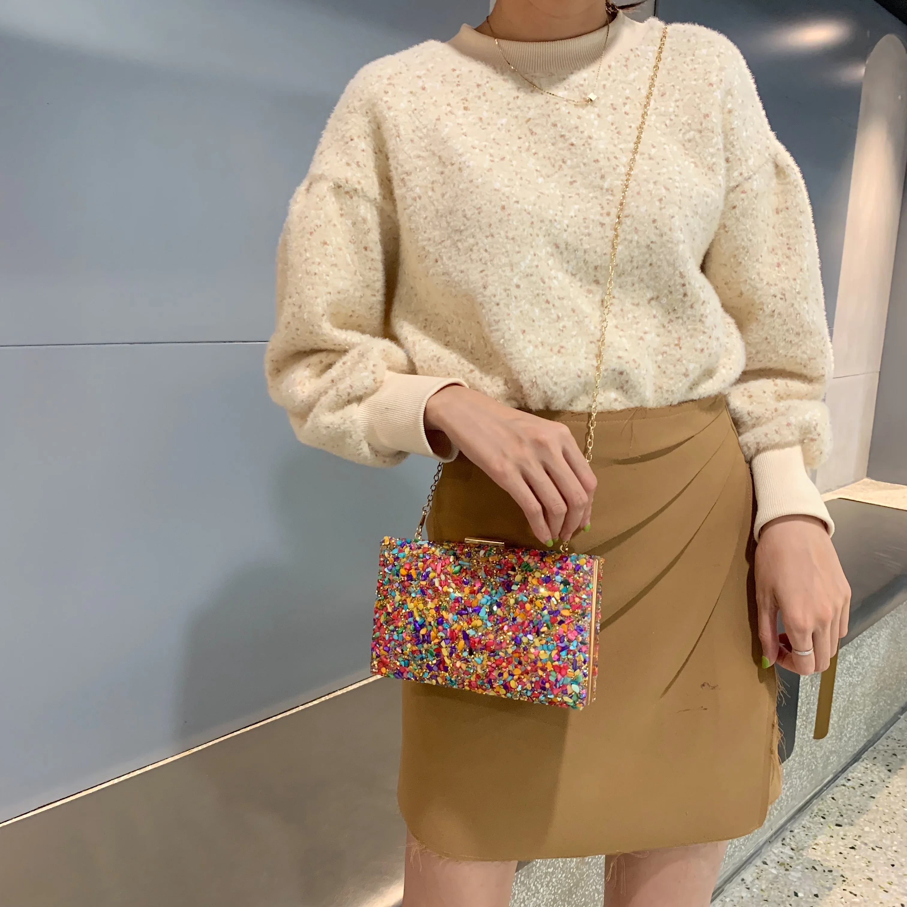 Женские Элегантные вечерние сумочки с фиолетовым камнем Дамская Банкетная