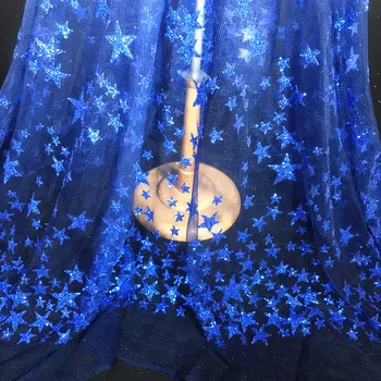 

Black Blue Silver Screen Ironing Glitter Sequin Fabric Silver Star Mesh Fabric Designer DIY Performance Dress Material 90x130cm