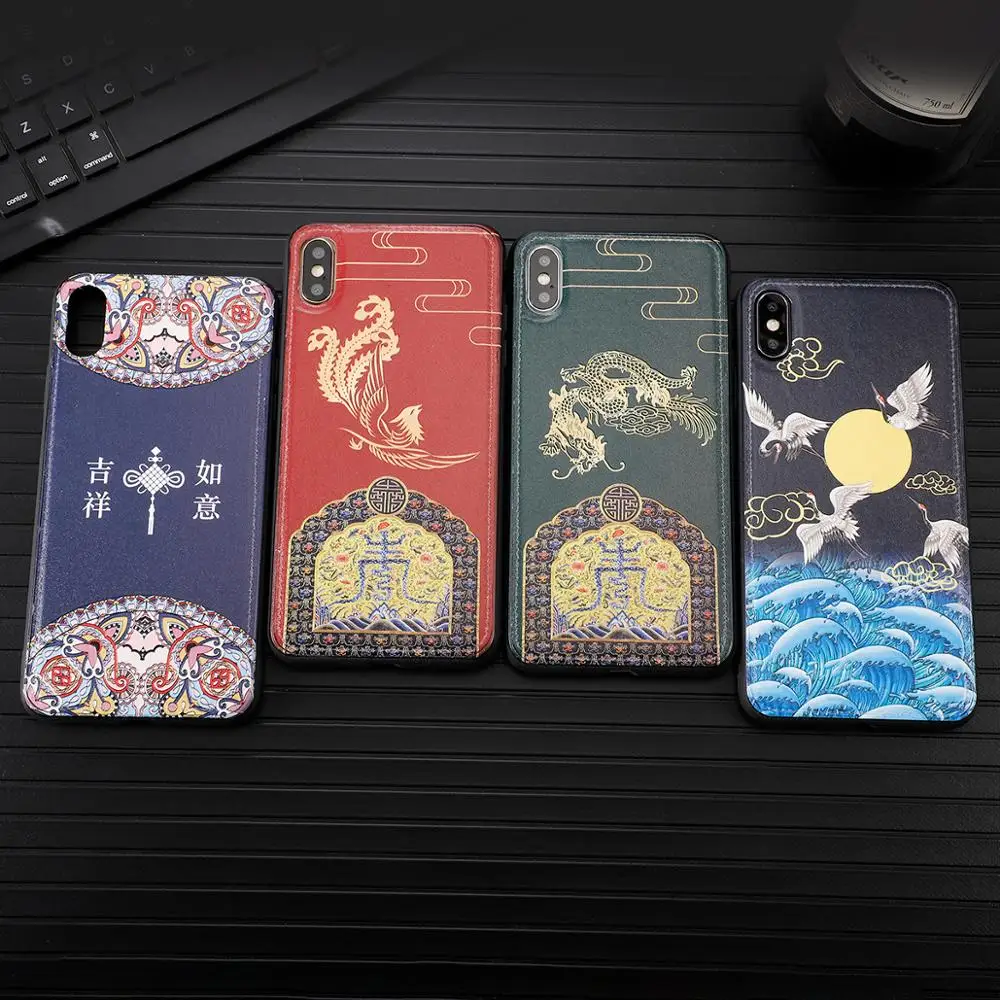 Роскошный китайский дворец рельефный красный коронообразный чехол для iPhone 11 Pro XS