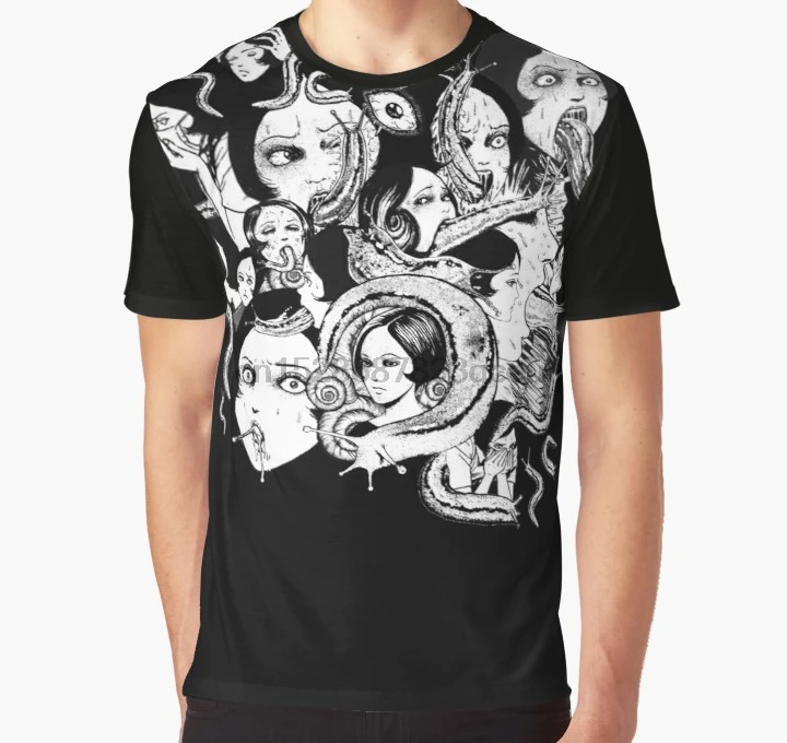 Футболка с 3D принтом, Мужская футболка большого размера с принтом Junji Ito Slug Girl Collage 2, женская футболка с графическим принтом