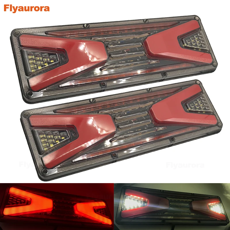 

2pcs 24v Car Truck LED Rear Tail Light truck trailer stop lorry bus brake lamp rear tail reverse turn indicator external lights