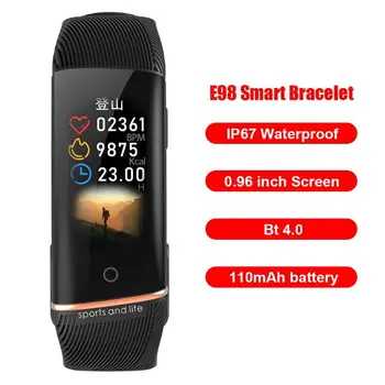 

E98 Smart Band 0.96 inch Touch Screen IP67 Pedometer Call Reminder Sleep Monitoring Find Cell Phone Remote Camera Wristband