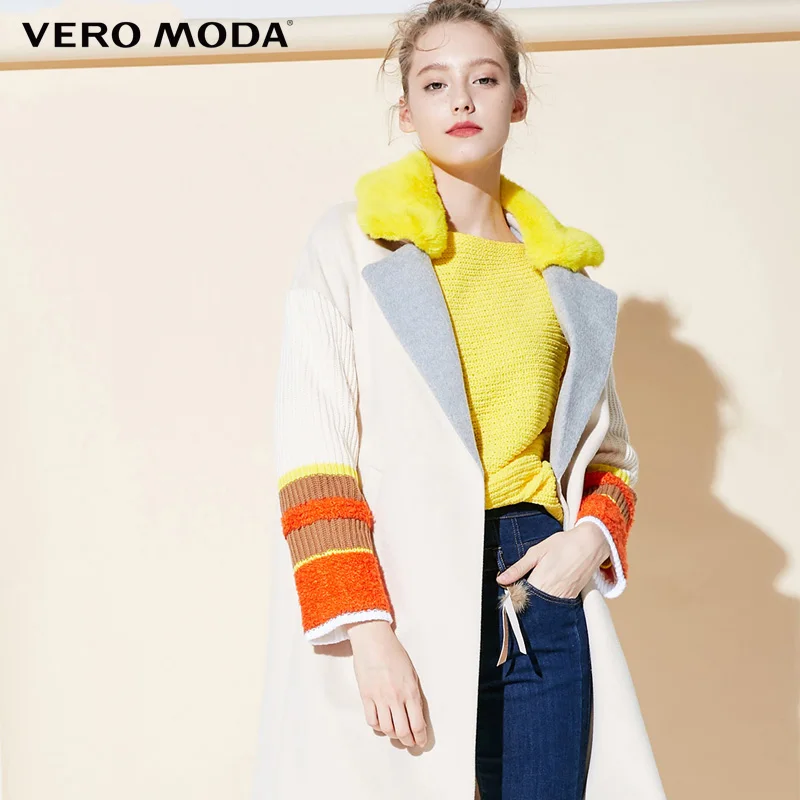 Vero Moda цвет шить меховой воротник зимнее пальто хлопок одежда женщины куртка женская | 318409504 - Цвет: Apricot illusion