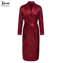 Китайский мужской темно-красный атласный халат с поясом кимоно купальный халат ночная рубашка домашняя пижама для отдыха S M L XL XXL TBG0611