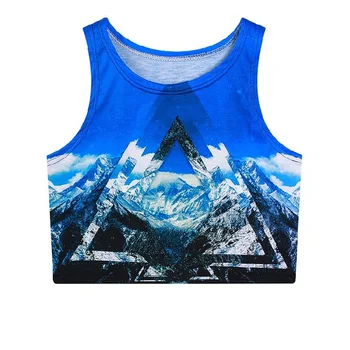 

New Style Summer Body Versatile Harajuku Snow Short Navel Waist Elasticity Render Vest Women's T2962