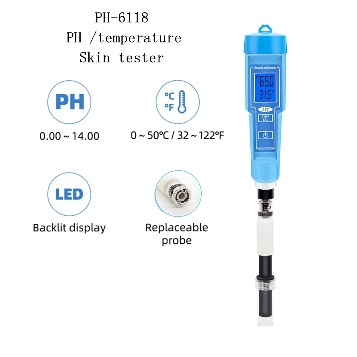 monitor de pH portátil laboratorio para piscina 0.00-14.00PH Medidor de pH medidor de pH 