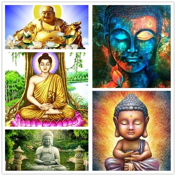 

5D DIY Diamond Painting Buddha Diamond Mosaic Buddhism Square Diamond Embroidery Full Set Needlework Kits Mother'S Day Gift