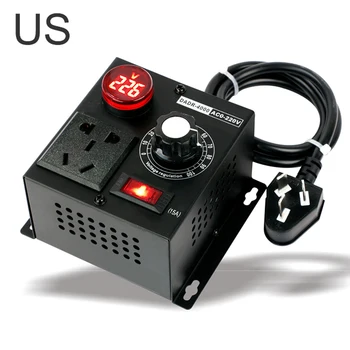 

EU US Plug AC220V 4KW SCR Verstelbare Voltage Dimmer Light Temperature Motor Power Fan Speed Controller