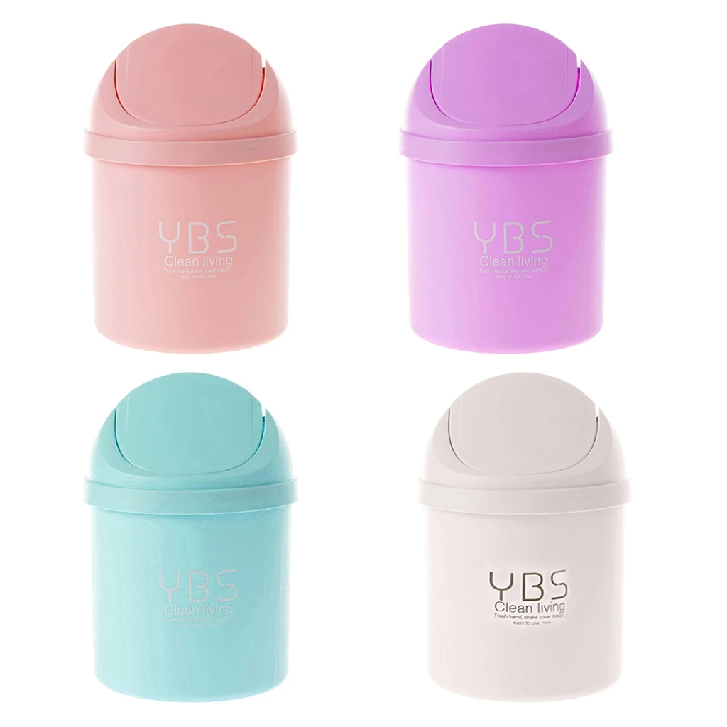 Mini Desktop Trash Can with Swing Lid Lovely Recycling Basket Dust Bin Waste Paper Basket for Living Room Office Car Tabletop