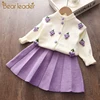 Bear Leader Baby Girls Clothes Set Autumn Winter Cartoon Grape Clothing Set New Kids Knitted Sweet Outfit Children Clothes Suit ► Photo 1/6