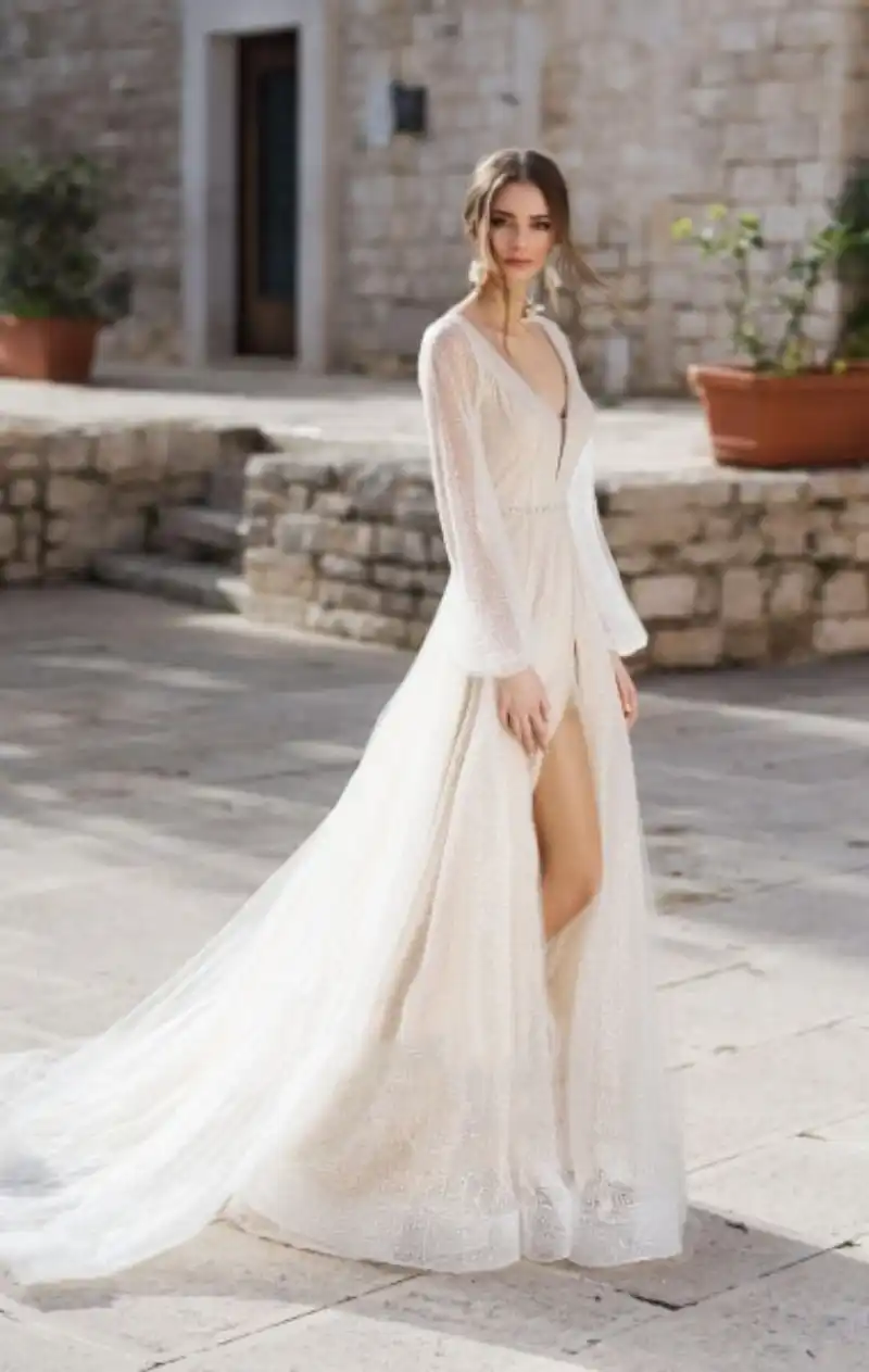 sparkly beach wedding dresses