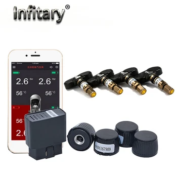

Bluetooth 4.0 TPMS APP Display Wireless Tire Pressure Monitor Alarm System OBD Interface Support Android iphone phone 4 sensors