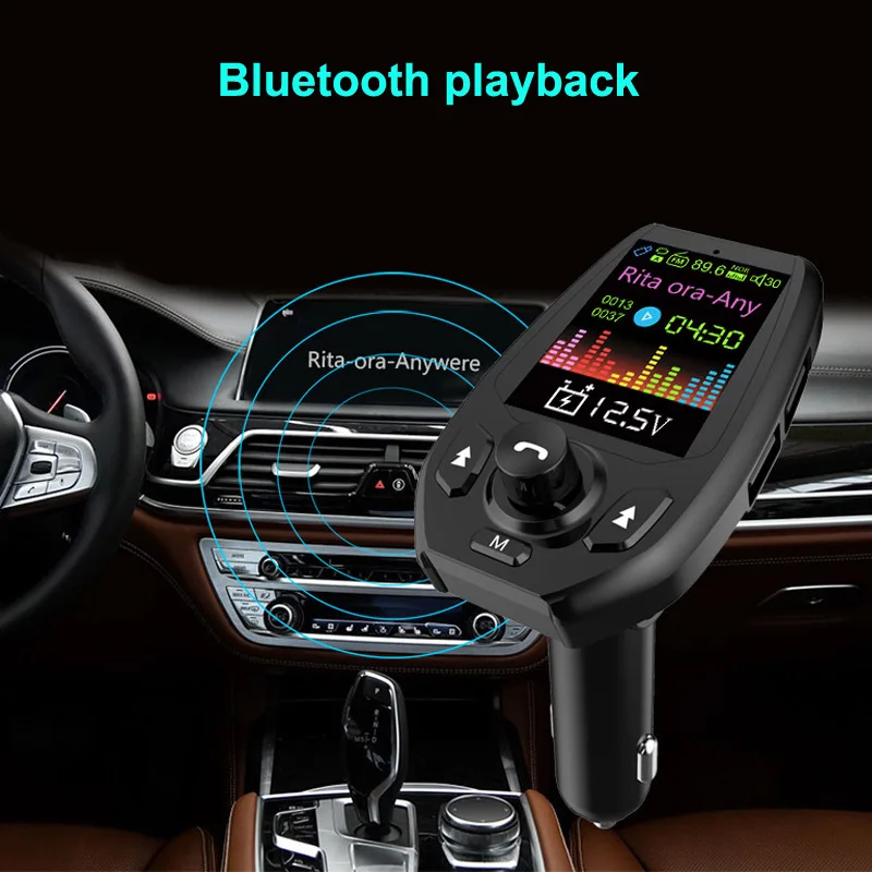 JaJaBor fm-передатчик модулятор Bluetooth 5,0 автомобильный комплект Hands Free AUX Play Поддержка TF карта U воспроизведение диска