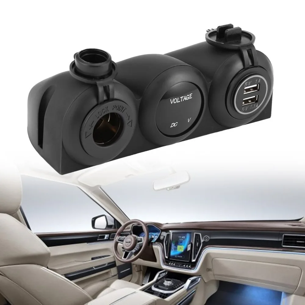 newCar Charger Dual USB Adapter Charger Waterproof 12V-24V Digital Voltmeter Cigarette Lighter Sockets Power Outlet for Car Boat