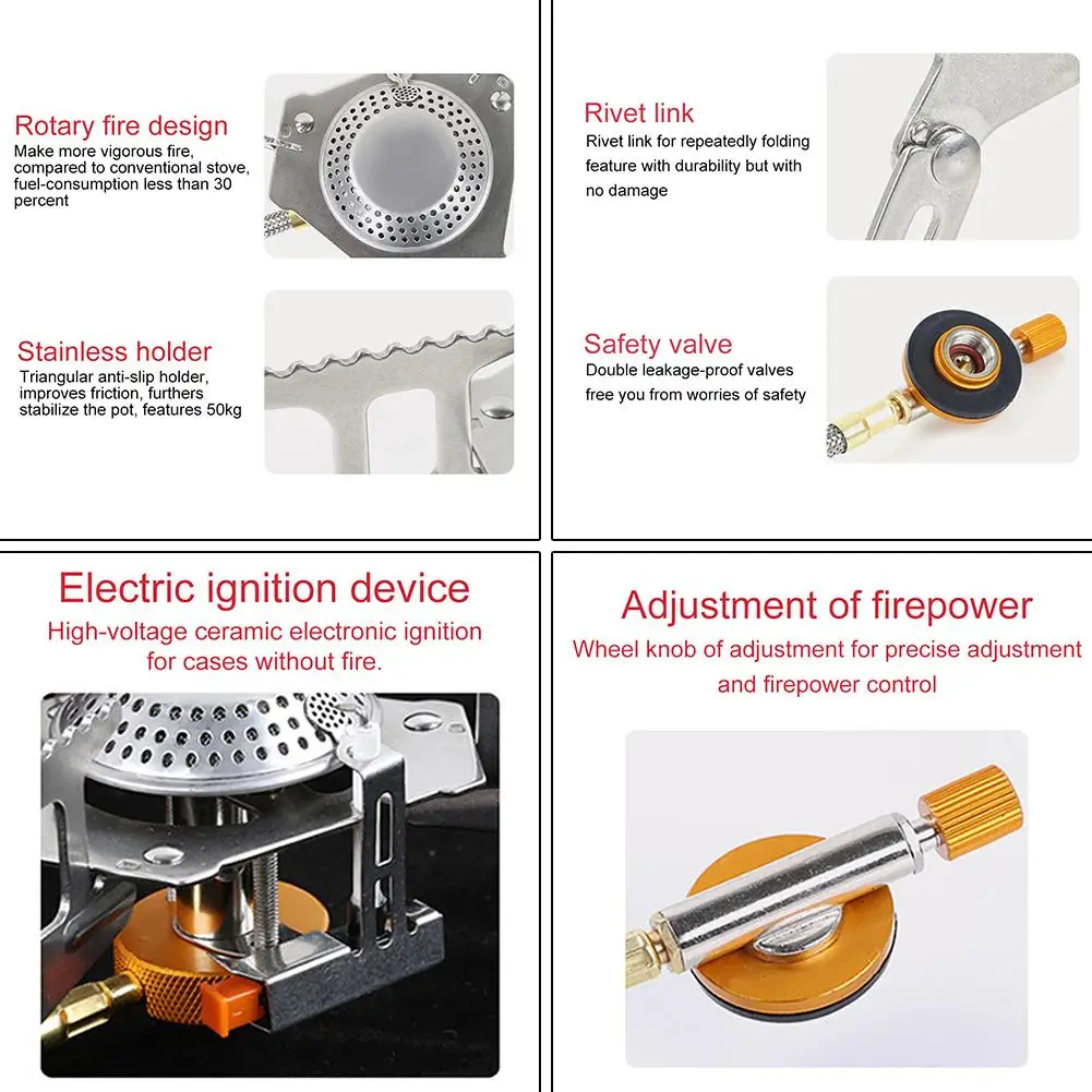Camping Gas Stove Portable Mini Pocket Stove Split Burner Outdoor Gas Stove Camping Gas Portable Mini Pocket