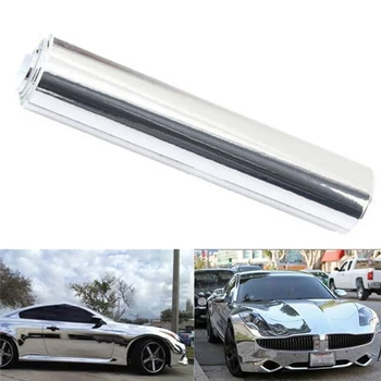 

universal car PVC Chrome Silver Sticker Wrap Sheet Roll Mirror Flexible Vinyl Decal UV Protected Self Stick Car styling Stickers