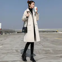 Женское длинное шерстяное пальто женское пальто черно-белое