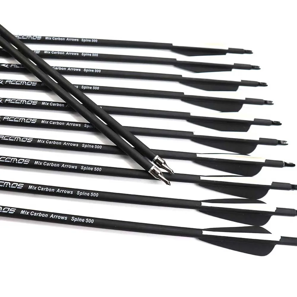 

6 / 12pcs 31.5 "Carbon Arrow Bows with Plastic Feather and Steel Arrows for Recurve Compound Bow Hunting Replaceable Arrows
