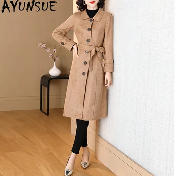 

AYUYNSUE Long Trench Coat for Women Windbreaker Spring Autumn Korean Clothes Womens Trench Coats 2020 VJF1914676H KJ4249