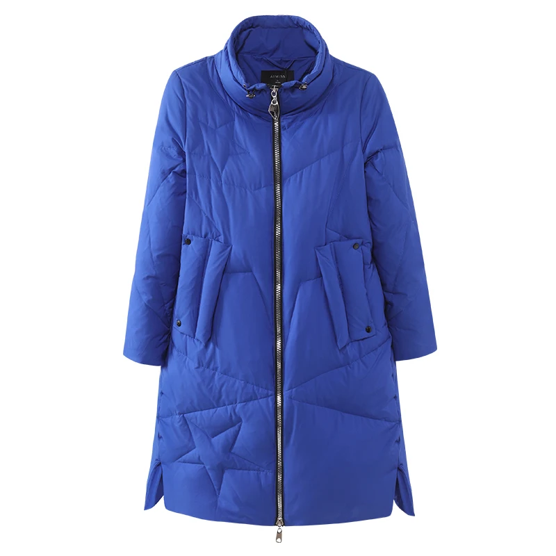 New fashion fluffy warm hooded oversize real down parkas coat female winter bread style longer stars warm thick jacket F318