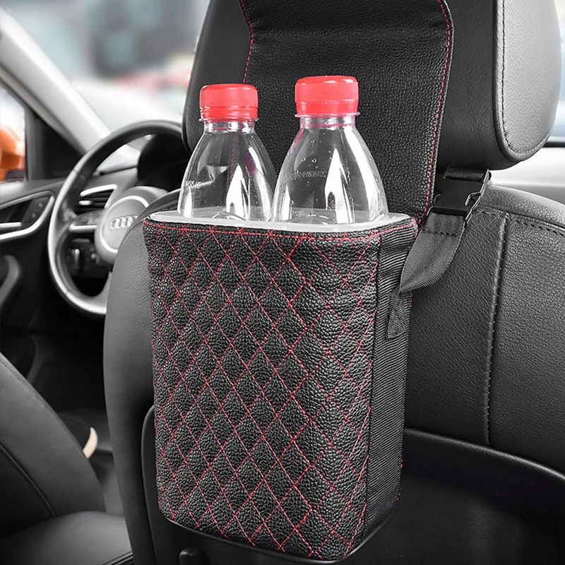 Car Trash Bin For Tesla Model S Model X Model 3 Leather Garbage Can Waste Basket Interior Decoration Accessories