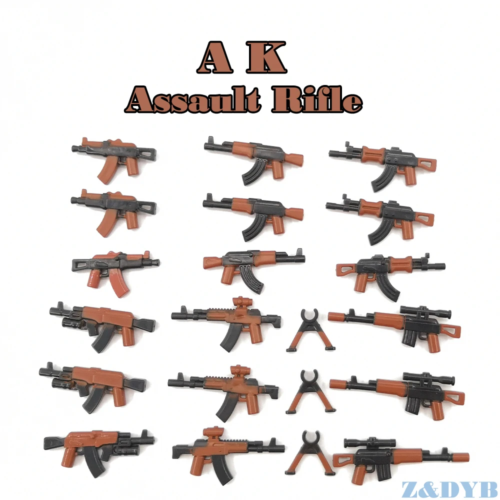

21PCS AK Series Assault Rifles Weapon Pack Gun Military Army Soldiers Figures WW2 Model building Block Brick legoed Children Toy