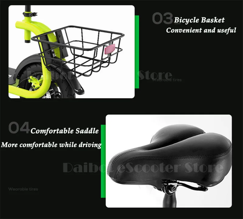 Best Daibot Adult Electric Scooter Car Two Wheel Electric Scooters With Child Seat 12 Inch 350W 36V Portable Electric Bike Two Seater 21